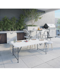 Mesa Plegable Techni Home 121.9x60.9 cm Ajustable Blanca 2