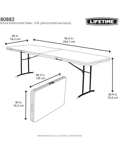 Mesa Plegable Comercial Lifetime 80882 2 Paquete 8 Pies Almendra