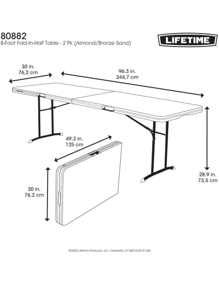 Mesa Plegable Comercial Lifetime 80882 2 Paquete 8 Pies Almendra