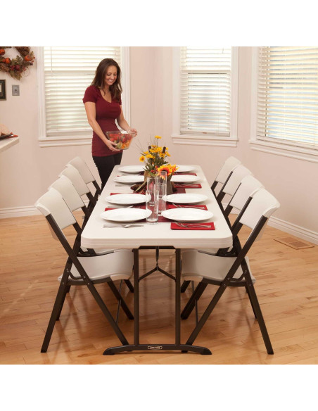 Mesa Plegable Comercial Lifetime 80882 2 Paquete 8 Pies Almendra