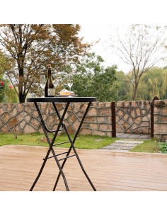 Mesa de cóctel plegable Byliable 110 cm redonda negra 2