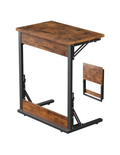Mesa lateral plegable Tatub C 60.96 cm marrón rústico