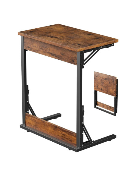 Mesa lateral plegable Tatub C 60.96 cm marrón rústico