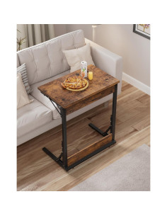 Mesa lateral plegable Tatub C 60.96 cm marrón rústico 2
