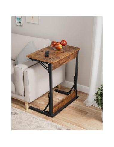 Mesa lateral plegable Tatub C 60.96 cm marrón rústico