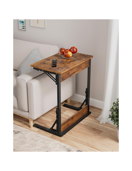 Mesa lateral plegable Tatub C 60.96 cm marrón rústico