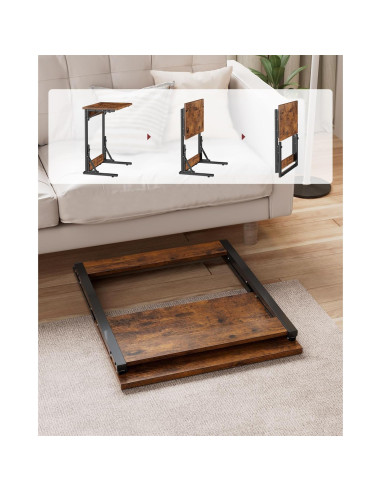 Mesa lateral plegable Tatub C 60.96 cm marrón rústico