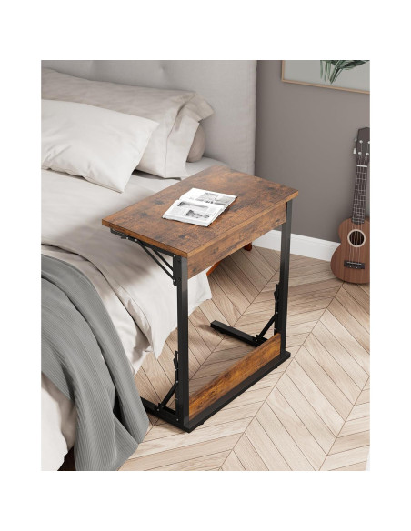 Mesa lateral plegable Tatub C 60.96 cm marrón rústico
