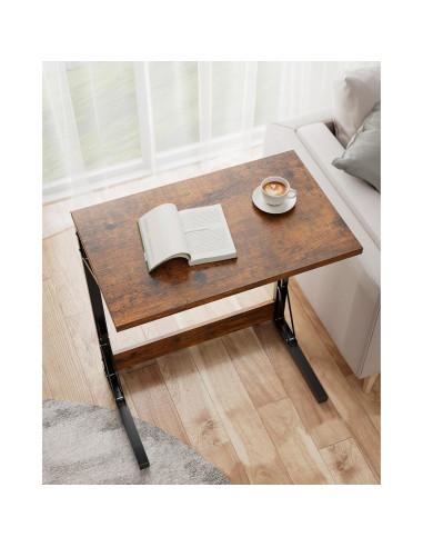 Mesa lateral plegable Tatub C 60.96 cm marrón rústico