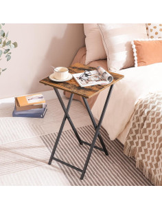 Mesa de bandeja de TV plegable HOOBRO marrón rústico 66 cm 2