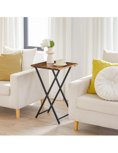 Mesa de bandeja de TV plegable HOOBRO marrón rústico 66 cm