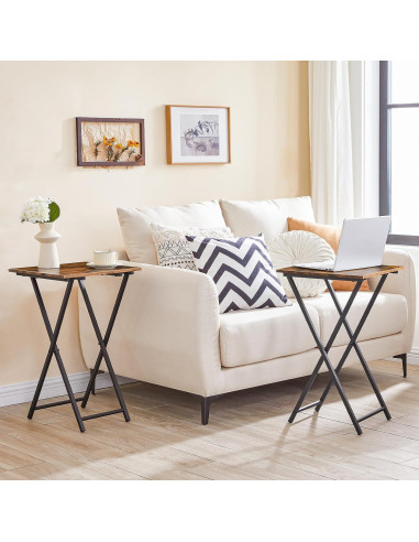 Mesa de bandeja de TV plegable HOOBRO marrón rústico 66 cm