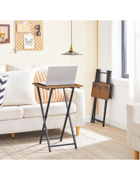 Mesa de bandeja de TV plegable HOOBRO marrón rústico 66 cm