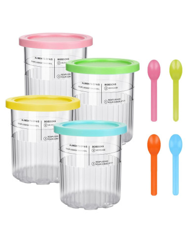 Diteje 4 Pints Recambio Helado 710ml con Tapas y Cucharas