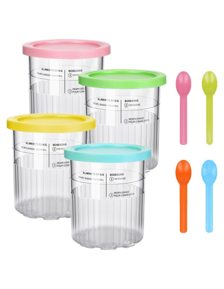 Diteje 4 Pints Recambio Helado 710ml con Tapas y Cucharas