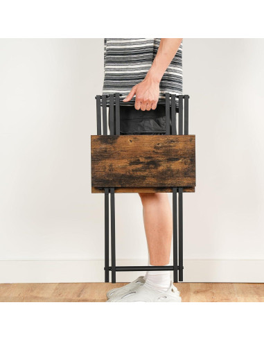 Mesa de bandeja de TV plegable HOOBRO marrón rústico 66 cm