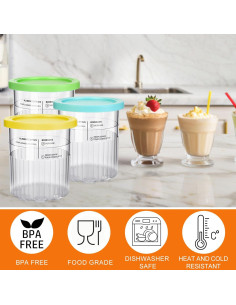 Diteje 4 Pints Recambio Helado 710ml con Tapas y Cucharas 2