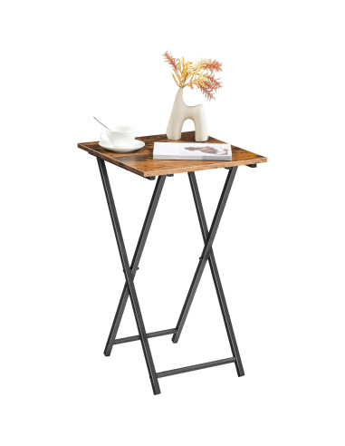 Mesa de bandeja de TV plegable HOOBRO marrón rústico 66 cm