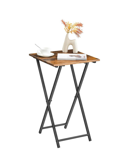 Mesa de bandeja de TV plegable HOOBRO marrón rústico 66 cm