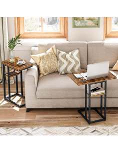 Mesa Auxiliar Plegable HOOBRO C Marrón Rústico 39x52 cm 2