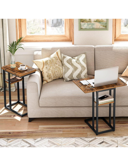 Mesa Auxiliar Plegable HOOBRO C Marrón Rústico 39x52 cm