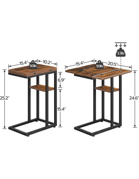 Mesa Auxiliar Plegable HOOBRO C Marrón Rústico 39x52 cm