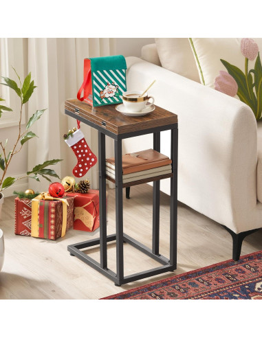 Mesa Auxiliar Plegable HOOBRO C Marrón Rústico 39x52 cm