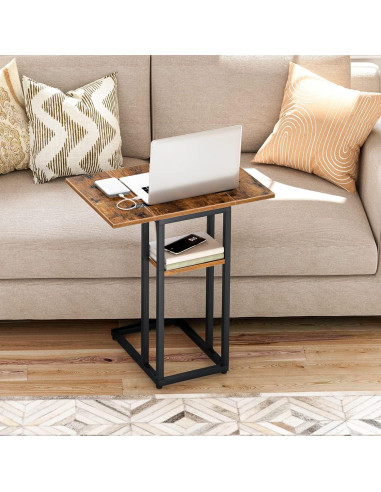 Mesa Auxiliar Plegable HOOBRO C Marrón Rústico 39x52 cm