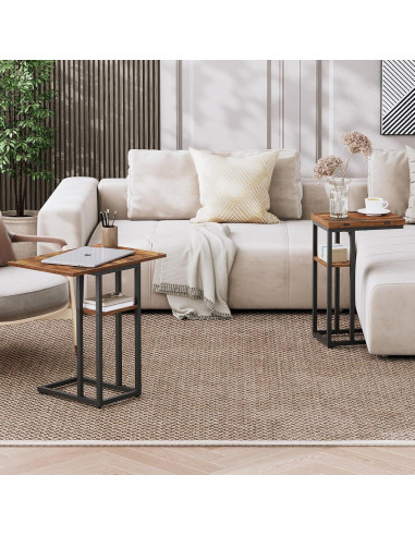 Mesa Auxiliar Plegable HOOBRO C Marrón Rústico 39x52 cm