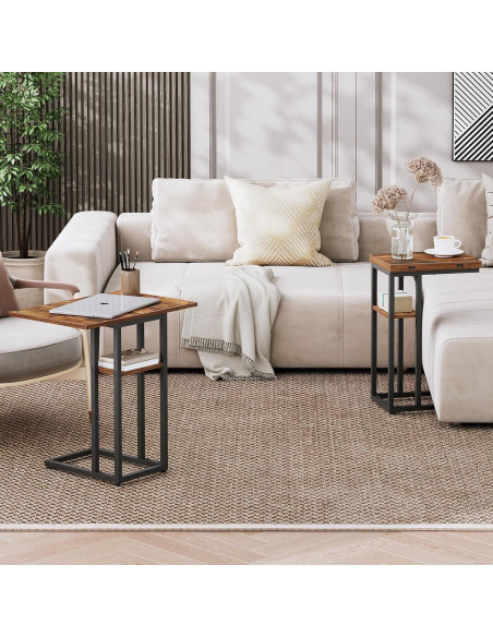 Mesa Auxiliar Plegable HOOBRO C Marrón Rústico 39x52 cm