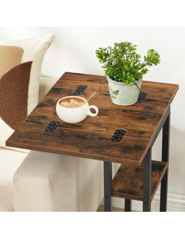 Mesa Auxiliar Plegable HOOBRO C Marrón Rústico 39x52 cm