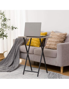 Juego de 4 Mesas Plegables HOOBRO Industrial Greige y Negro 2