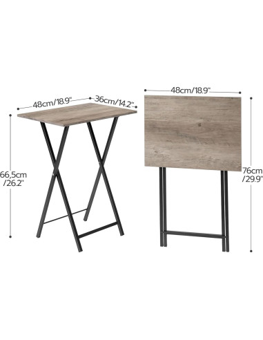 Juego de 4 Mesas Plegables HOOBRO Industrial Greige y Negro