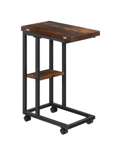 Mesa lateral en forma de C AWSL con ruedas y estante 65 cm