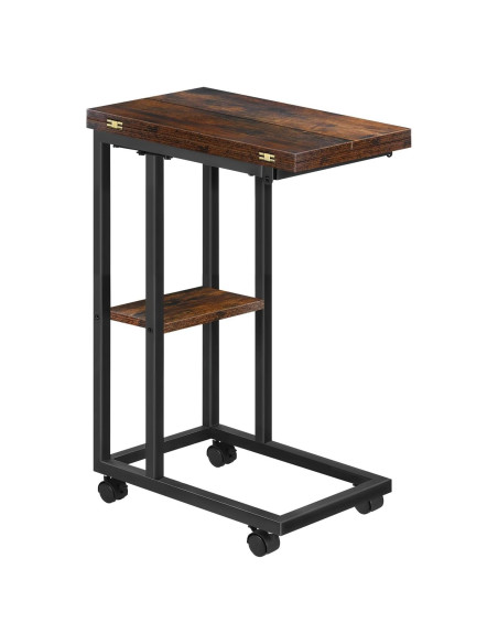 Mesa lateral en forma de C AWSL con ruedas y estante 65 cm