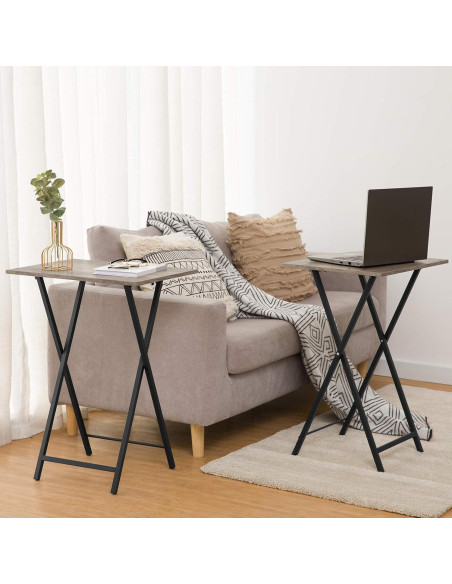 Juego de 4 Mesas Plegables HOOBRO Industrial Greige y Negro