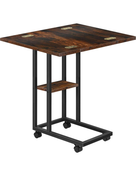 Mesa lateral en forma de C AWSL con ruedas y estante 65 cm