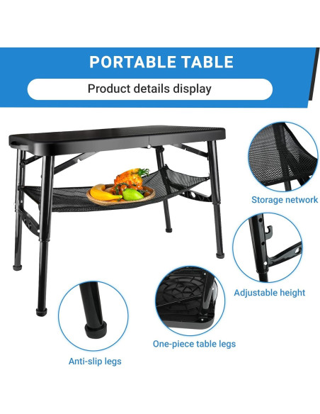 Juego de Mesa y Taburete Plegable Maliven Negro 2 Piezas