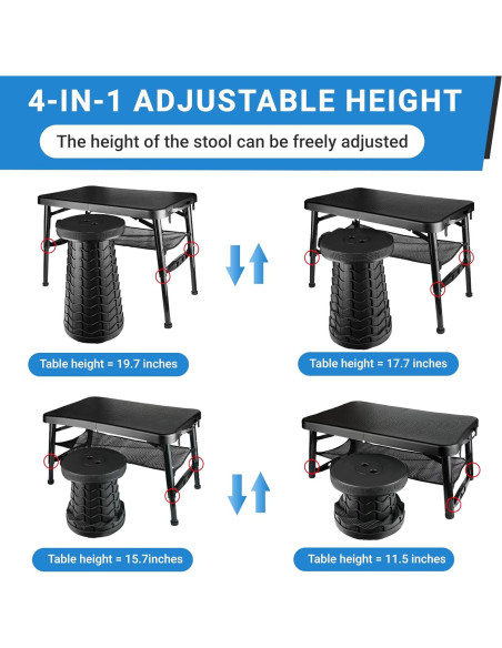 Juego de Mesa y Taburete Plegable Maliven Negro 2 Piezas