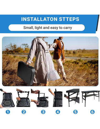 Juego de Mesa y Taburete Plegable Maliven Negro 2 Piezas