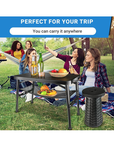 Juego de Mesa y Taburete Plegable Maliven Negro 2 Piezas