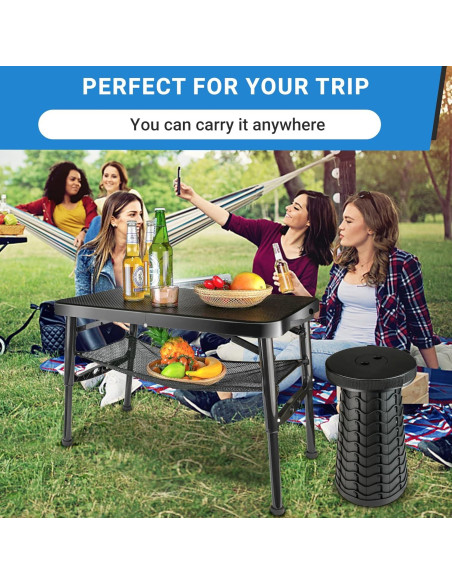 Juego de Mesa y Taburete Plegable Maliven Negro 2 Piezas