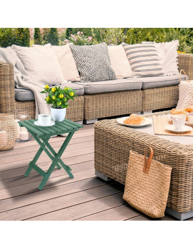 2 Mesas Laterales Plegables DoubleFill Verde Oscuro 29x28x36 cm