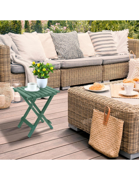 2 Mesas Laterales Plegables DoubleFill Verde Oscuro 29x28x36 cm