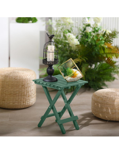 2 Mesas Laterales Plegables DoubleFill Verde Oscuro 29x28x36 cm