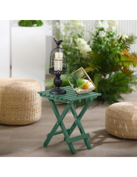 2 Mesas Laterales Plegables DoubleFill Verde Oscuro 29x28x36 cm