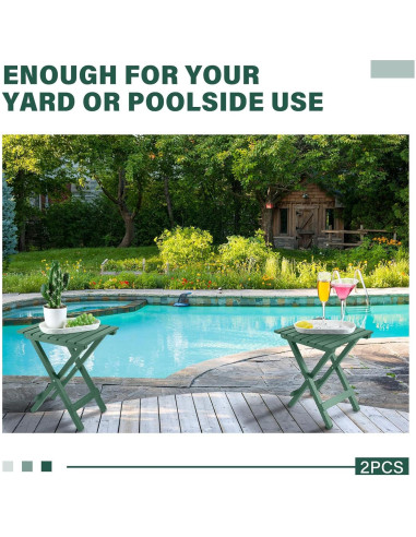 2 Mesas Laterales Plegables DoubleFill Verde Oscuro 29x28x36 cm