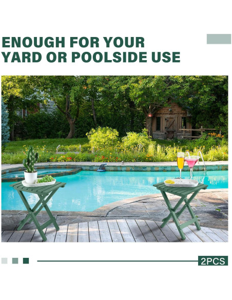 2 Mesas Laterales Plegables DoubleFill Verde Oscuro 29x28x36 cm