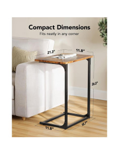 Mesa Lateral en C Pipishell, Madera Rústica, 54x30 cm 2