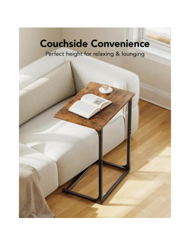 Mesa Lateral en C Pipishell, Madera Rústica, 54x30 cm